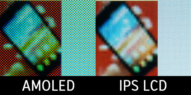Сравнение двух экранов, AMOLED i IPS LCD